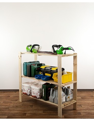 Regały - MAXI Surowy Regał Drewniany 115x120x50 cm 3 Półki ażurowe - product 6