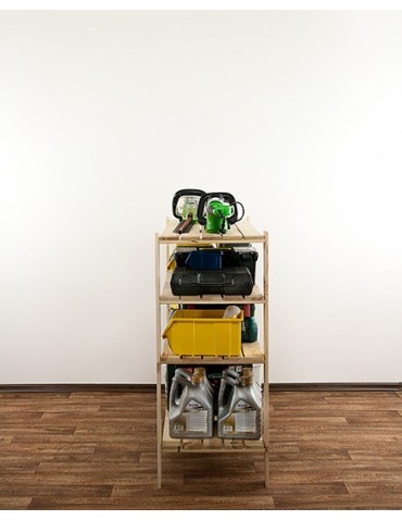 Regały - MAXI Surowy Regał Drewniany 115x120x50 cm 4 Półki ażurowe - product 4