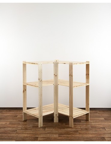 MAXI Regał Narożny Drewniany 115x85x50 cm 3 Półki ażurowe Surowy - product 2