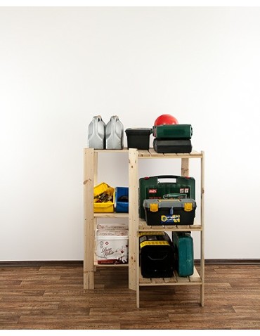 Regały - MAXI Regał Narożny Drewniany 115x85x50 cm 3 Półki ażurowe Surowy - product 3