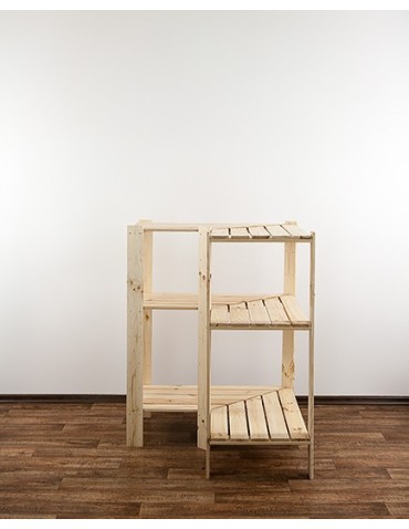 Regały - MAXI Regał Narożny Drewniany 115x85x50 cm 3 Półki ażurowe Surowy - product 4