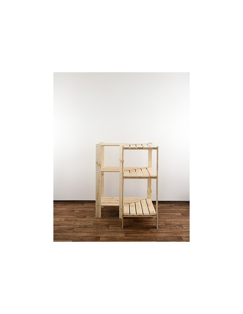 Regały - MAXI Regał Narożny Drewniany 115x85x50 cm 3 Półki ażurowe Surowy - product b2b.wamar.biz 4