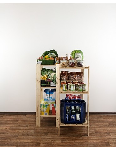 Regały - MAXI Regał Narożny Drewniany 115x85x50 cm 3 Półki ażurowe Surowy - product 5