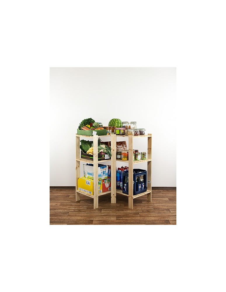 Regały - MAXI Regał Narożny Drewniany 115x85x50 cm 3 Półki ażurowe Surowy - product b2b.wamar.biz 6