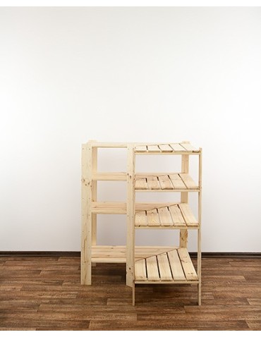 MAXI Regał Narożny Drewniany 115x85x50 cm 4 Półki ażurowe Surowy - product 2