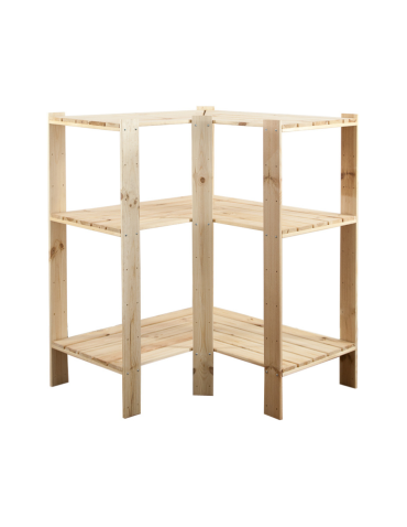 MAXI Regał Narożny Drewniany 115x85x50 cm 3 Półki pełne Surowy - product 2
