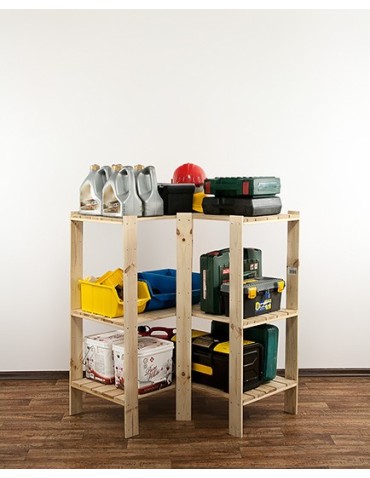 Regały - MAXI Regał Narożny Drewniany 115x85x50 cm 3 Półki pełne Surowy - product 8