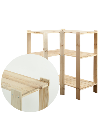 MAXI Regał Narożny Drewniany 115x85x50 cm 3 Półki pełne Surowy