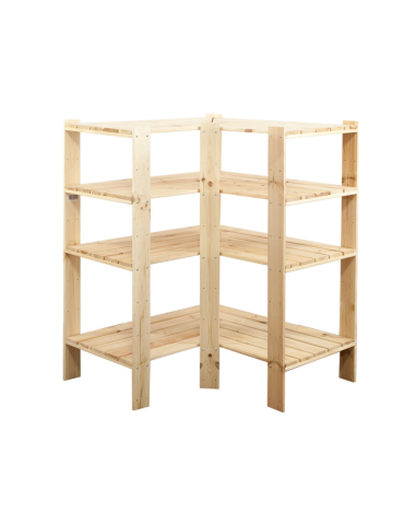 MAXI Regał Narożny Drewniany 115x85x50 cm 4 Półki pełne Surowy - product 2