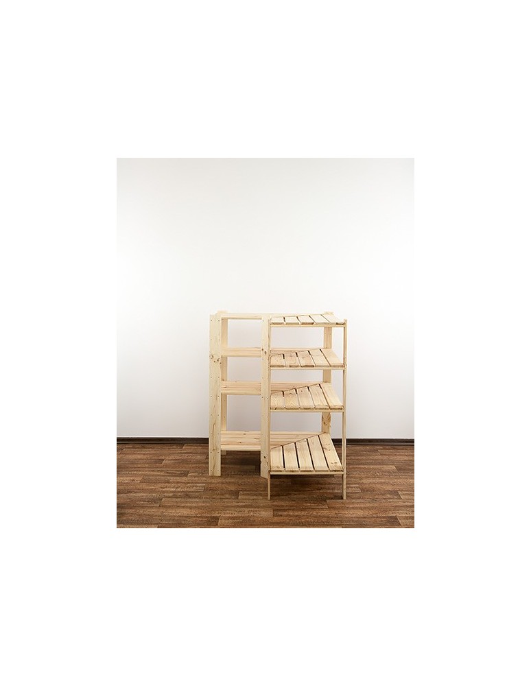 Regały - MAXI Regał Narożny Drewniany 115x85x50 cm 4 Półki pełne Surowy - product b2b.wamar.biz 3