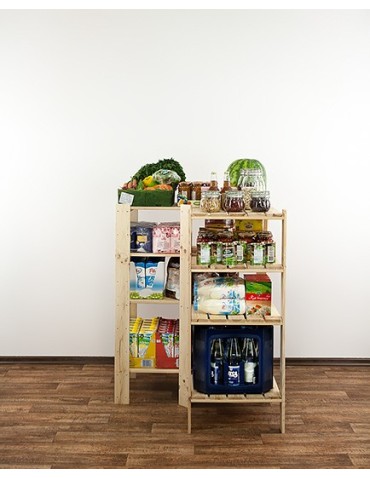 Regały - MAXI Regał Narożny Drewniany 115x85x50 cm 4 Półki pełne Surowy - product 4