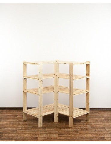 Regały - MAXI Regał Narożny Drewniany 115x85x50 cm 4 Półki pełne Surowy - product 5