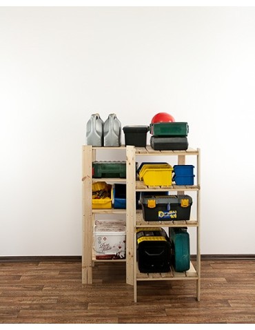 Regały - MAXI Regał Narożny Drewniany 115x85x50 cm 4 Półki pełne Surowy - product 6