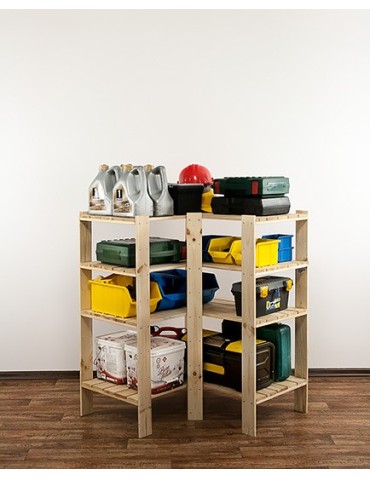 Regały - MAXI Regał Narożny Drewniany 115x85x50 cm 4 Półki pełne Surowy - product 7