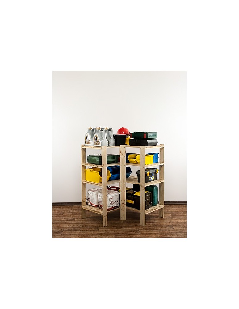 Regały - MAXI Regał Narożny Drewniany 115x85x50 cm 4 Półki pełne Surowy - product b2b.wamar.biz 7