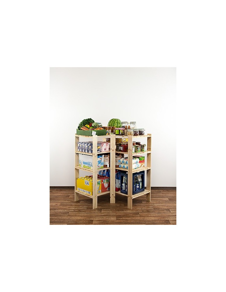 Regały - MAXI Regał Narożny Drewniany 115x85x50 cm 4 Półki pełne Surowy - product b2b.wamar.biz 8