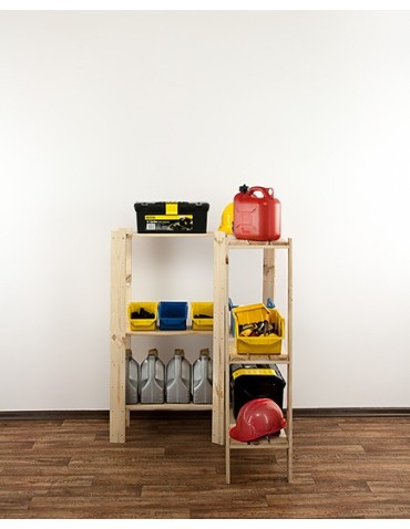 Regały - MAXI Regał Narożny Drewniany 115x85x30 cm 3 Półki ażurowe Surowy - product 4