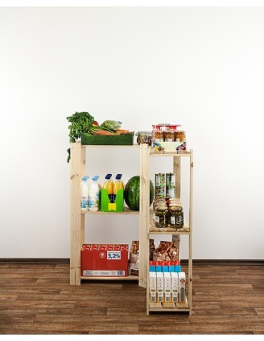 Regały - MAXI Regał Narożny Drewniany 115x85x30 cm 3 Półki ażurowe Surowy - product 7