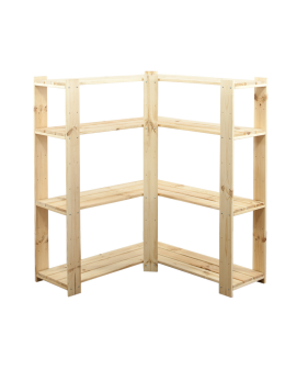 MAXI Regał Narożny Drewniany 115x85x30 cm 4 Półki ażurowe Surowy