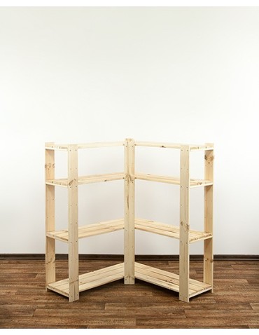 MAXI Regał Narożny Drewniany 115x85x30 cm 4 Półki ażurowe Surowy - product 2