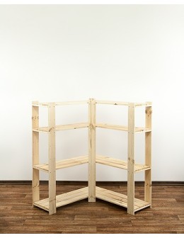 MAXI Regał Narożny Drewniany 115x85x30 cm 4 Półki ażurowe Surowy - product 2