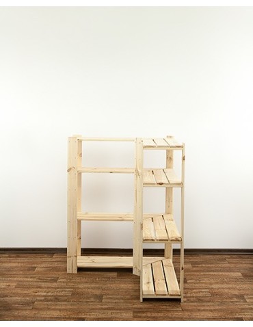 Regały - MAXI Regał Narożny Drewniany 115x85x30 cm 4 Półki ażurowe Surowy - product 3