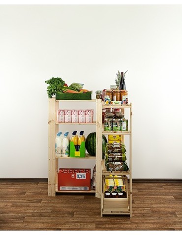 Regały - MAXI Regał Narożny Drewniany 115x85x30 cm 4 Półki ażurowe Surowy - product 4