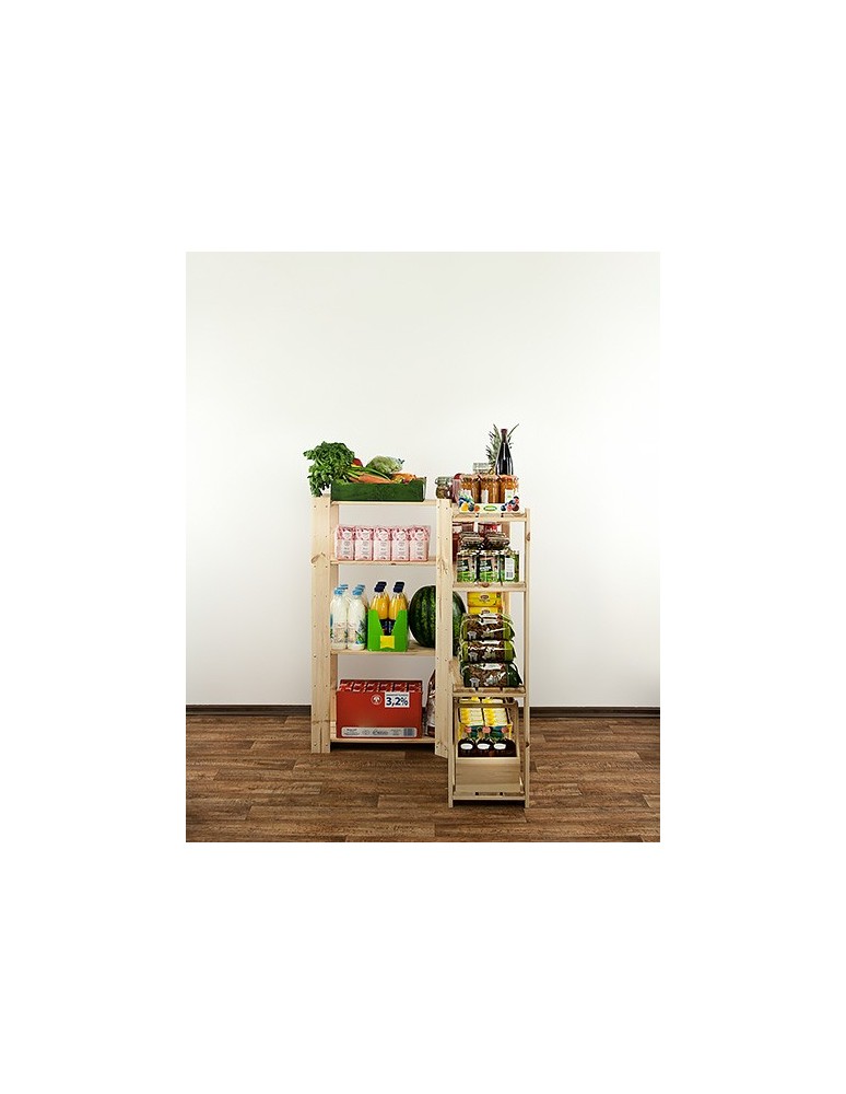 Regały - MAXI Regał Narożny Drewniany 115x85x30 cm 4 Półki ażurowe Surowy - product b2b.wamar.biz 4