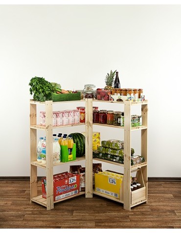 Regały - MAXI Regał Narożny Drewniany 115x85x30 cm 4 Półki ażurowe Surowy - product 5