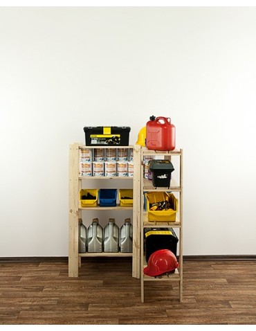 Regały - MAXI Regał Narożny Drewniany 115x85x30 cm 4 Półki ażurowe Surowy - product 6