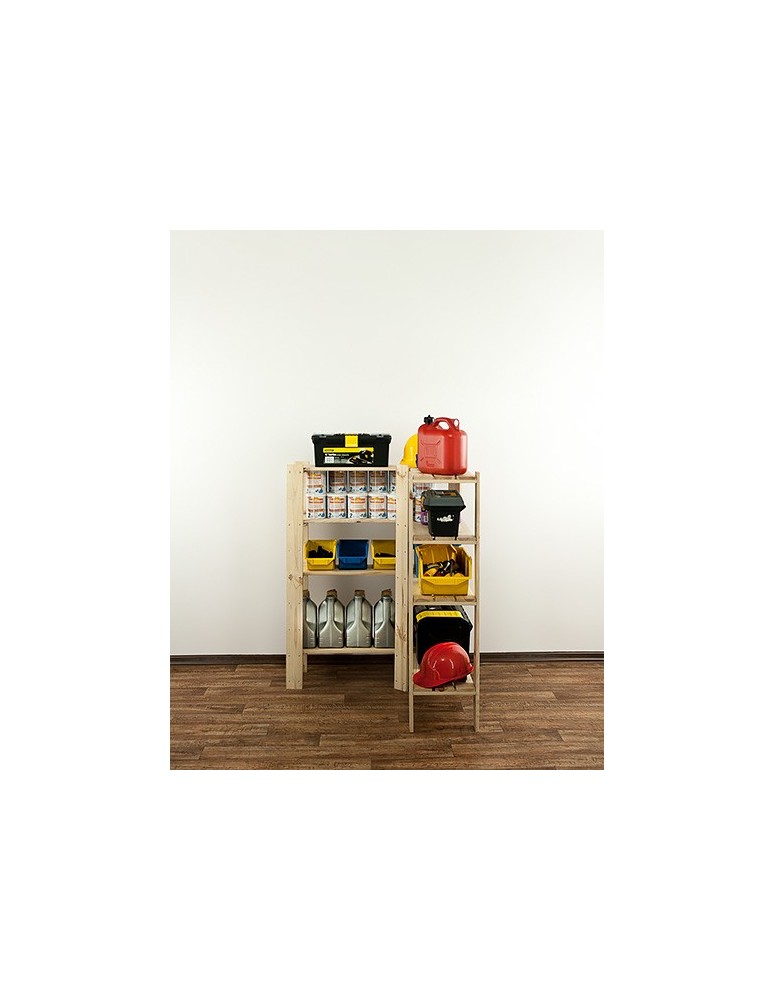 Regały - MAXI Regał Narożny Drewniany 115x85x30 cm 4 Półki ażurowe Surowy - product b2b.wamar.biz 6