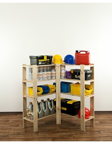 Regały - MAXI Regał Narożny Drewniany 115x85x30 cm 4 Półki ażurowe Surowy - product 7