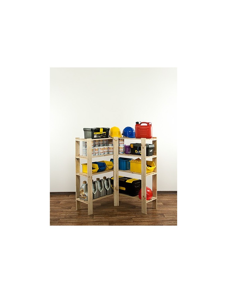 Regały - MAXI Regał Narożny Drewniany 115x85x30 cm 4 Półki ażurowe Surowy - product b2b.wamar.biz 7