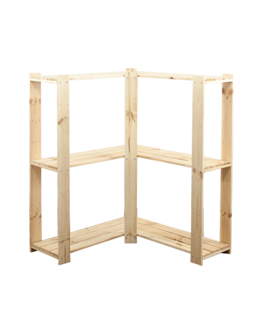 MAXI Regał Narożny Drewniany 115x85x30 cm 3 Półki pełne Surowy - product 2