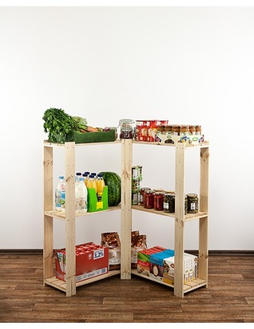 Regały - MAXI Regał Narożny Drewniany 115x85x30 cm 3 Półki pełne Surowy - product 4