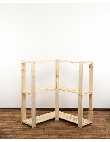 Regały - MAXI Regał Narożny Drewniany 115x85x30 cm 3 Półki pełne Surowy - product 6