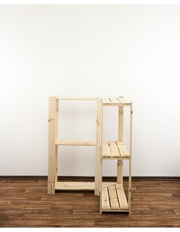 Regały - MAXI Regał Narożny Drewniany 115x85x30 cm 3 Półki pełne Surowy - product 7