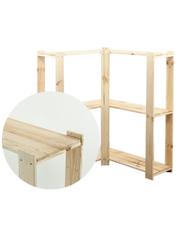 MAXI Regał Narożny Drewniany 115x85x30 cm 3 Półki pełne Surowy