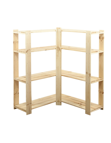 MAXI Regał Narożny Drewniany 115x85x30 cm 4 Półki pełne Surowy - product 2