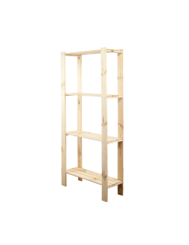 MAXI Surowy Regał Drewniany 166,4x80x30 cm 4 Półki ażurowe