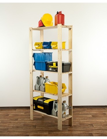 Regały - MAXI Surowy Regał Drewniany 166,4x80x30 cm 5 Półek ażurowych - product 6