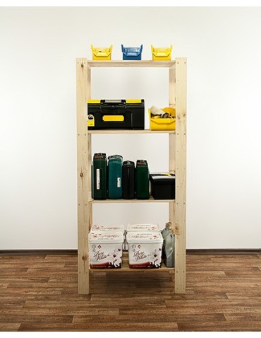 Regały - MAXI Surowy Regał Drewniany 166,4x80x50 cm 4 Półki ażurowe - produkt 8