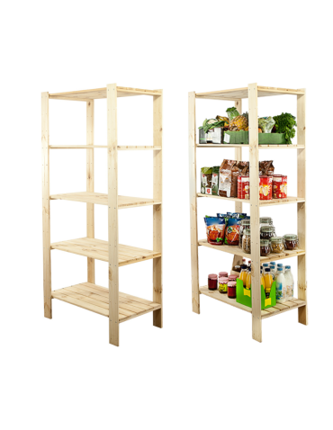 MAXI Surowy Regał Drewniany 166,4x80x50 cm 5 Półek ażurowych