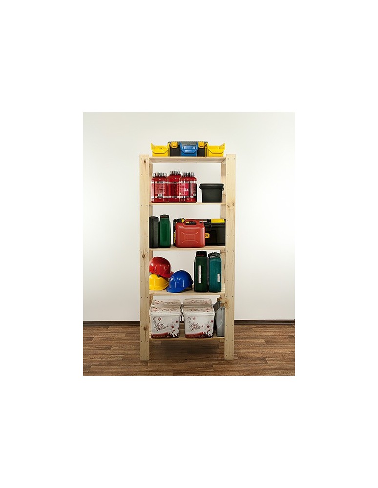 Regały - MAXI Surowy Regał Drewniany 166,4x80x50 cm 5 Półek ażurowych - product b2b.wamar.biz 2