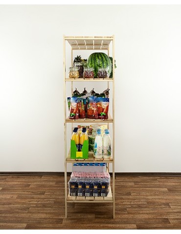 Regały - MAXI Surowy Regał Drewniany 166,4x120x50 cm 5 Półek ażurowych - product 8