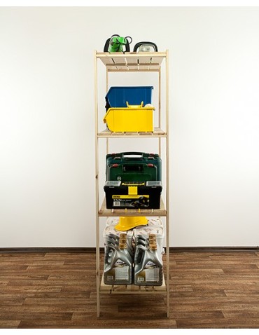 Regały - MAXI Surowy Regał Drewniany 166,4x120x50 cm 4 Półki ażurowe - product 4