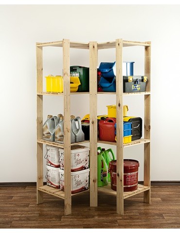 MAXI Regał Narożny Drewniany 166,4x85x50 cm 4 Półki ażurowe Surowy - product 2