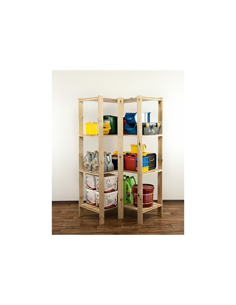 Regały - MAXI Regał Narożny Drewniany 166,4x85x50 cm 4 Półki ażurowe Surowy - product b2b.wamar.biz 2