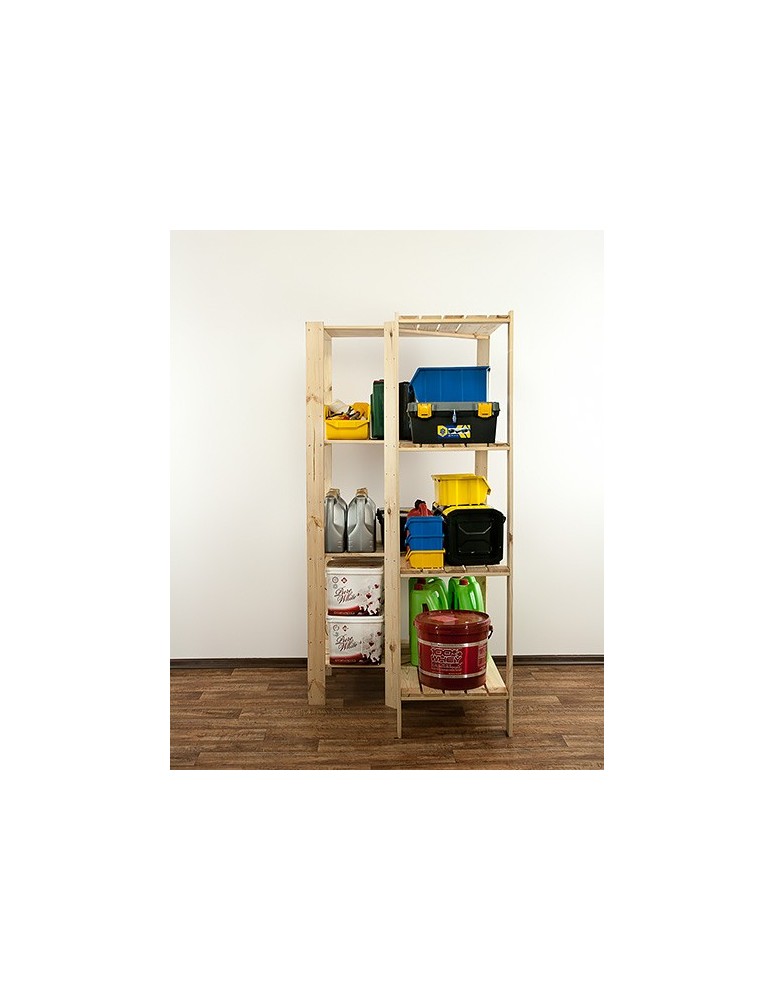 Regały - MAXI Regał Narożny Drewniany 166,4x85x50 cm 4 Półki ażurowe Surowy - product b2b.wamar.biz 3