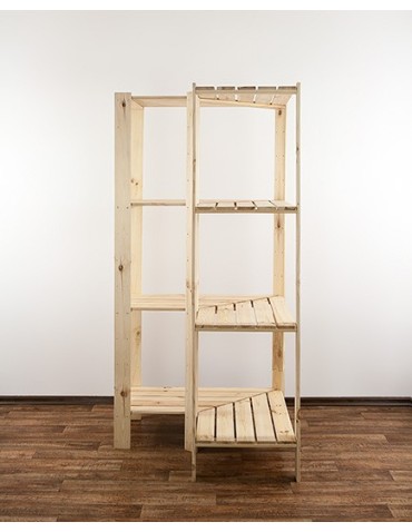 Regały - MAXI Regał Narożny Drewniany 166,4x85x50 cm 4 Półki ażurowe Surowy - product 6